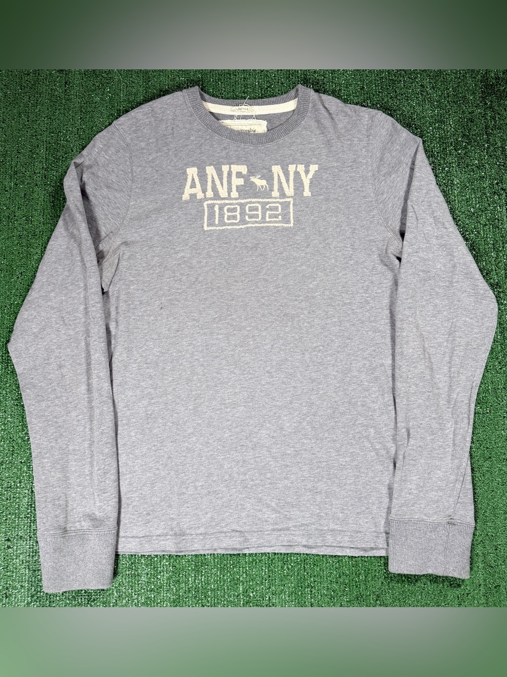 Y2K Mens Abercrombie & Fitch ANF NY 1892 Long Sleeve Shirt Size Large